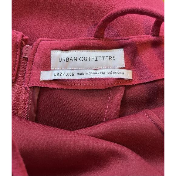 Urban Outfitters Faux Suede Minidress 2 Burgundy Strappy Party Minimalist Y2K - Picture 5 of 8